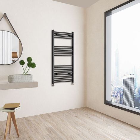 Acezanble 1200x600mm(HxW) matt Black Central Heating Towel Rail Heating Towel Radiator