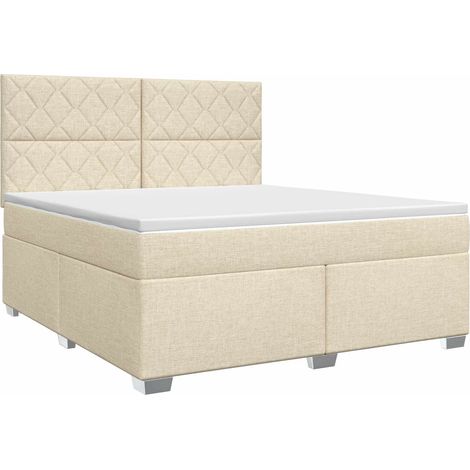 Lit boxspring avec matelas Crème 180 x 200 cm Tissu vidaXL (1/5)