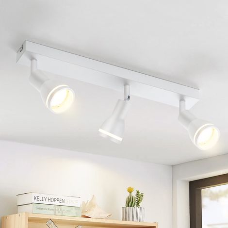 GBLY Luz de Techo Blanca Pasillo: 3 Focos de Techo de Metal Focos de Pasillo Giratorios GU10 Focos de Pared Interiores para Cocina Oficina Sala de Estar Dormitorio, Sin Bombillas