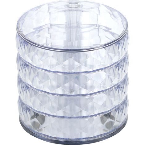 1 joyero redondo, organizador de 4 niveles, soporte giratorio para collares de 360°, almacenamiento transparente (1/5)
