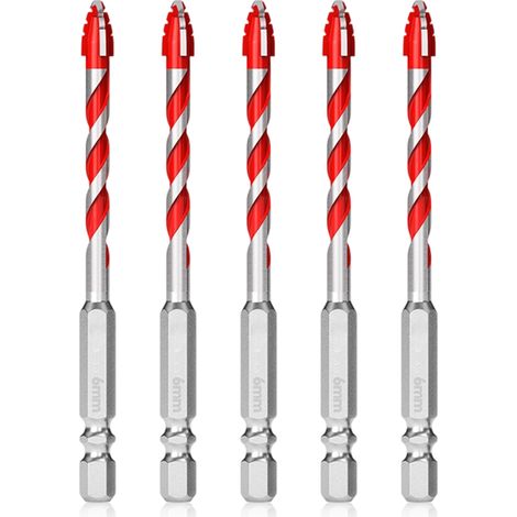 Masonry Drill Bit - 6 mm - Tungsten Carbide - For Tile Glass Ceramic Granite Marble Brick - 5 Pieces (1/5)
