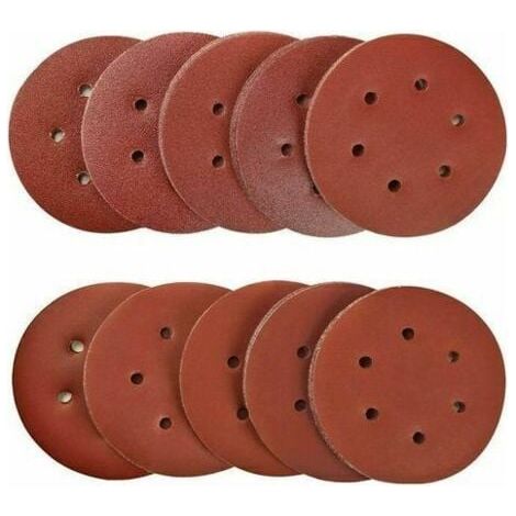 100 Pièces 150mm disques abrasifs Disque de Ponçage Disques Abrasifs 40/80/120/180/320/600/800/1000/1500/2000 Grain Idéal pour Poncer/ Polir/ Dérouiller pour ponceuse excentrique de 6 trous B--TRIMEC (1/5)