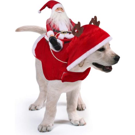 1 Manteau chien, rouge, motif Père Noël, microfibre, velours, pour petit et moyen chien (1/5)