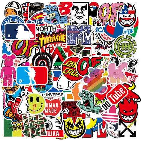 Cool Sticker Pack 101pcs Fashion Stickers for Laptop Motorcycle Bicycle Skateboard Luggage Decal Gra (1/4)