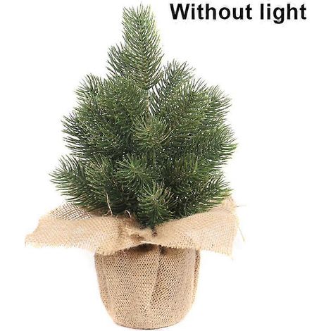 14 Zoll großer handgefertigter Mini-Weihnachtsbaum aus Kiefernholz mit Jute-Sockel