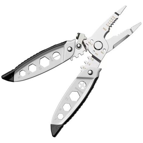 Pince à dénuder multifonctionnelle 16 en 1, outil de dénudage professionnel, coupe-câble électrique portable, pince à sertir pour électricien avec boucle de verrouillage en métal pour l'entretien des (1/5)