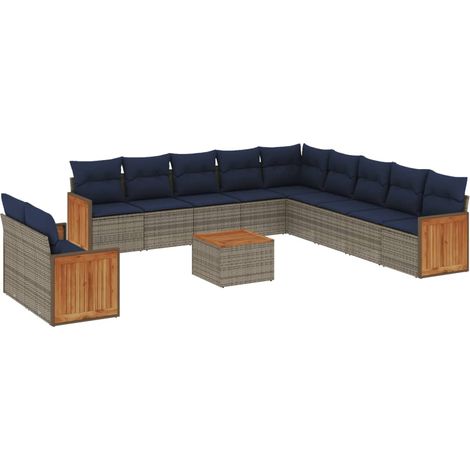 Maison Exclusive - Set Divani da Giardino 12 pz con Cuscini Grigio in Polyrattan (1/5)
