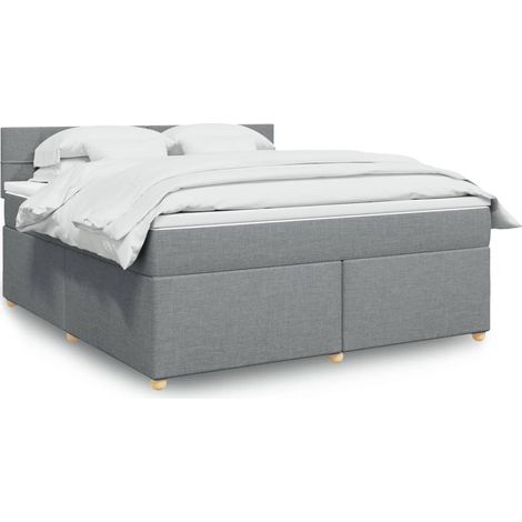 Boxspringbett mit Matratze Hellgrau 180x200 cm Stoff