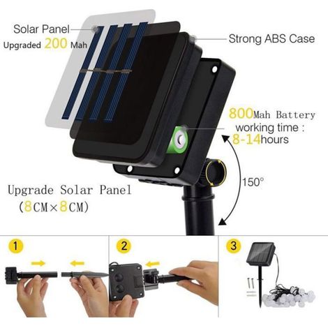 Guirlande lumineuse solaire LED - 50 LED multicolores 8 modes d'éclairage - Jardin et mariage - 9.5 m (1/5)
