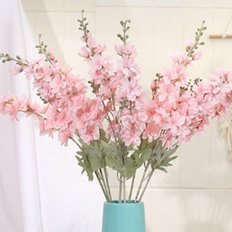 Lot de 6 Fleurs artificielles en Soie Delphinium de 85,1 cm - Fleurs artificielles à Tige Longue pour Grand Vase, décoration de Maison, de fête de Mariage (Rose) (1/5)