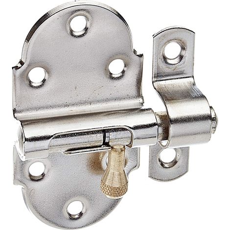 Targette avec bouton en laiton nickelée platine 40 x 75 mm boulon Ø 9 mm
