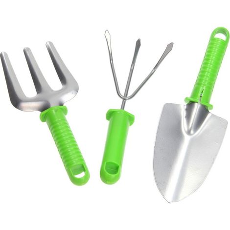Set 3 Pièces Outils De Jardinage Râteau Pelle Manche Entretien Jardin (1/2)