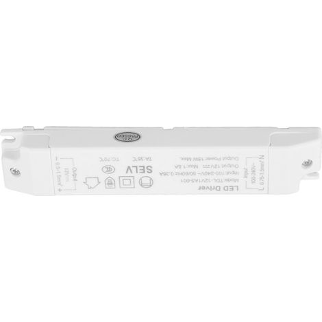 Transformateur LED 18 W, alimentation 12 V CC, 1,5 A, boîtier ABS, protections multiples, pour usage domestique (100-240 V CA). (1/5)