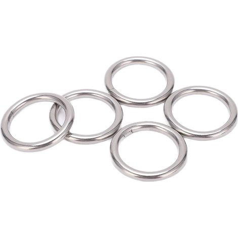 Packung mit 5 runden O-Ringen aus Edelstahl 304, nahtlos, für Yogaringe, Hängematten, Segeln und Tauchen (5 x 30 mm). (1/5)
