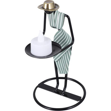 Porte-Bougie Fer Rétro avec Bougie LED Bougeoir Design Vintage pour Salon Ou Décoration De Mariage (1/5)