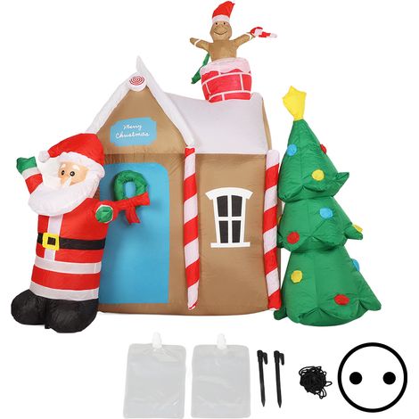 Biitfuu Aufblasbares Weihnachtsbaumhaus, Niedliches Design, Festliche Dekoration, Aufblasbarer Weihnachtsbaum aus Polyester für den Schreibtisch (EU-Stecker 220-240 V) (1/5)