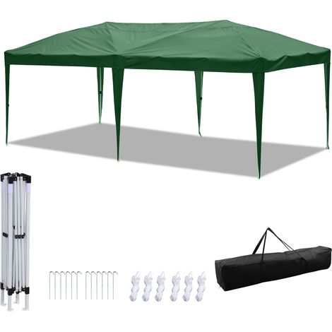 Wolketon Faltpavillon Pavillons & Partyzelte 3x6m, Festzelt Gartenzelt für Garten Terrasse Feier Party, Wasserdich ohn Seiten Grün