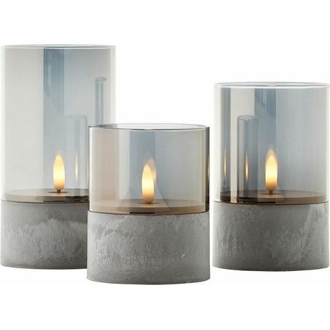 Set di 3 Lampade da Tavolo LED CERO BRILLANTE - 2500K - Plastica e vetro - Grigio e vetro fumé (1/5)