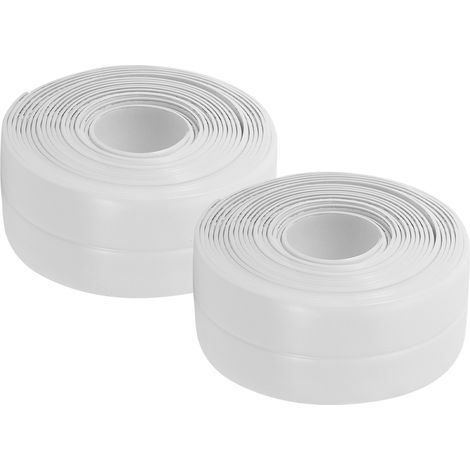 2 Stück wasserdichtes, schimmelresistentes PVC-Dichtungsband für Küchen- und Badezimmerwände, 38 mm x 3,2 m, weiß (1/5)