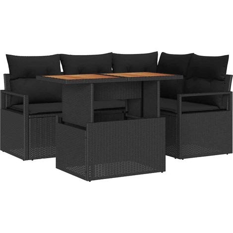 Garden Sofa Set with Storage 5 pcs Black Poly rattan vidaXL (1/5)