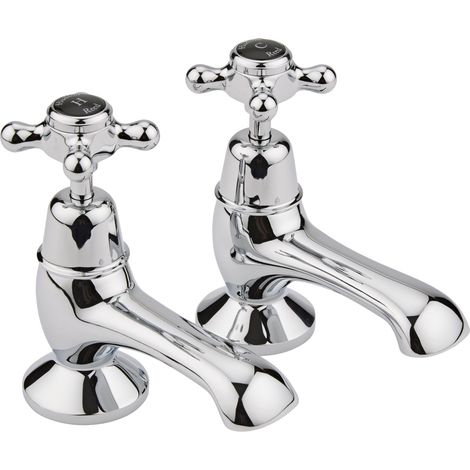 Hudson Reed Topaz Black Crosshead Bath Taps Dome Collar (1/2)