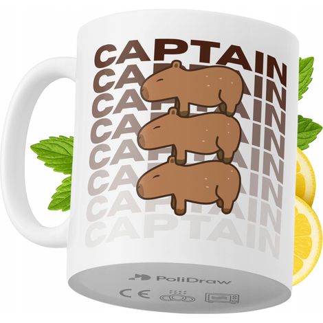 Mug humoristique « Capitaine » avec texte amusant et design graphique. Idéal pour les anniversaires, les fêtes et les occasions spéciales. Mug premium pour la maison, le bureau et le travail. Blanc, 3