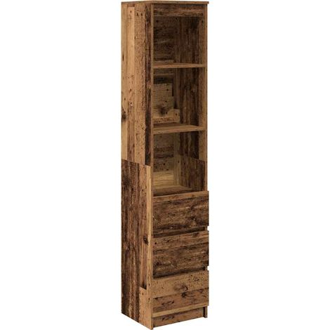 Buffet,Bahut,Meuble de Rangement haut 37,5x35x180 cm vieux bois bois d'ingénierie CFW74825 (1/5)