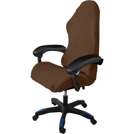 Housse Elastique Pour Chaise Gaming - Velours Marron - Fermeture Eclair Et Bande Elastique - 1 Piece (1/5)