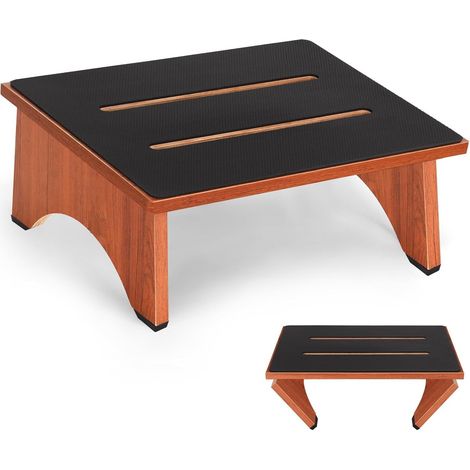 Tabouret pliant en bois pour adultes et personnes âgées avec patin en caoutchouc antidérapant, aide à la verticalisation portable en bois pour salle de bain, cuisine, table de chevet et plus encore (n (1/5)