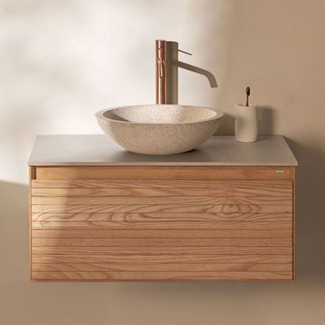 Conjunto de mueble de baño suspendido 80x50 cm en madera de fresno Tedrik SKLUM        (1/5)