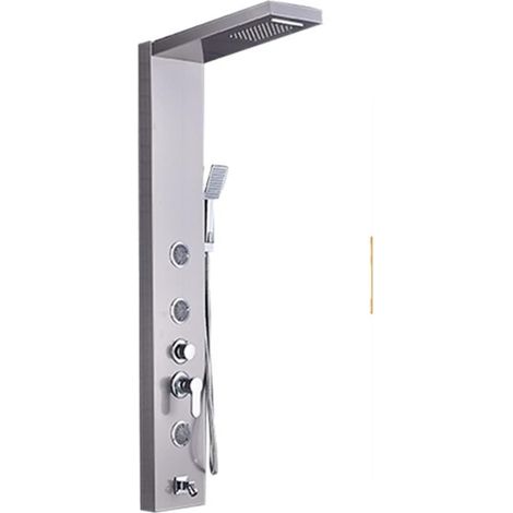 Ensemble de Douche mitigeur thermostatique Intelligent Noir Nickel LED Pluie Cascade Douche Robinet Ensemble Panneau De Douche Colonne Buse Multifonctionnelle Massage Spa Jet Écran De Température (Co (1/5)