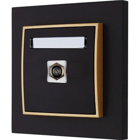 1x presa antenna con cornice Karlik mini, nero opaco/oro (1/3)