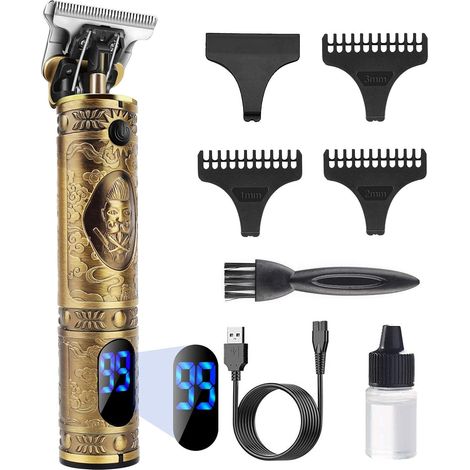 Men's Hair Clipper, Men's Electric Shaver, LED Screen, Wireless Brostyle Trimmer Precision Rechargeable Silent for Salon and Family (1/5)