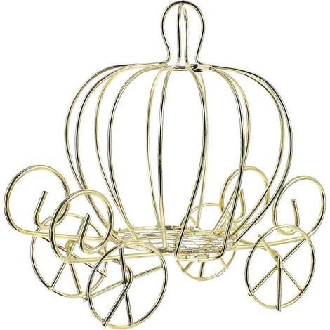 Boîte à bonbons dorée décorative en forme de chariot citrouille, boîte à bonbons en métal-12x10cm-Golden