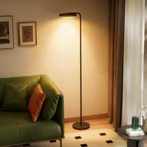 Lampada da terra LED 41x25x166-177 cm, luce regolabile, testa orientabile, telecomando magnetico, acrilico nero (1/5)