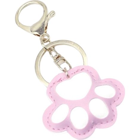 Portachiavi a forma di artiglio di gatto in stile cartone animato, impermeabile, in pelle - Rosa