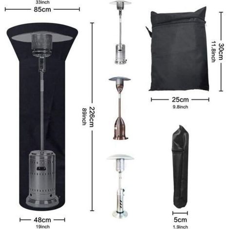 Housse protection pour chauffage terrasse – 210D Oxford imperméable – Anti-pluie et anti-poussière – Diamètre 89 cm x Hauteur 226 cm (1/4)