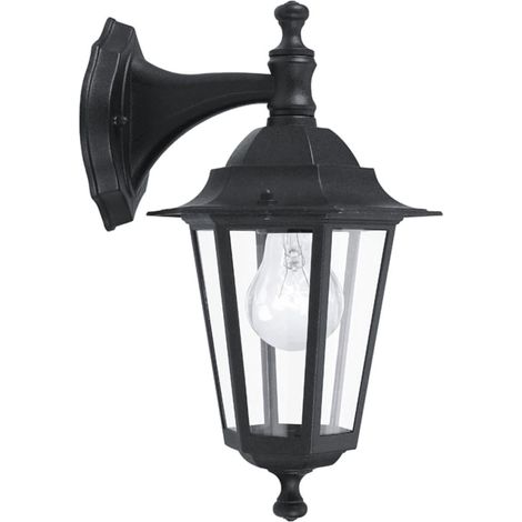 Applique Esterno Verso Basso Classica Laterna 4 Alluminio Nero 1 Luce E27 (1/5)