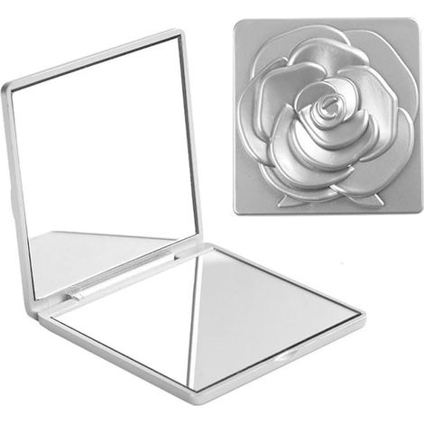 Doppelseitiger Taschenspiegel (1x/3x), kompakter Metall-Handtaschenspiegel, Reise-Make-up-Accessoire (1/5)