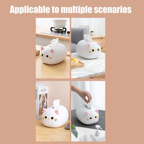 Boîte de Stockage Papier pour Toilettes et Serviettes en Carton Décoration Maison Cartoon Chat Noir Blanc 22x16x13cm Plastique (1/5)