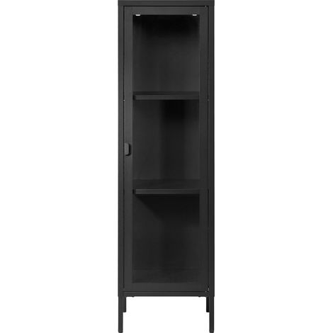Vetrina Brisbane Slim con 1 anta in vetro, acciaio nero 40×35×140 cm