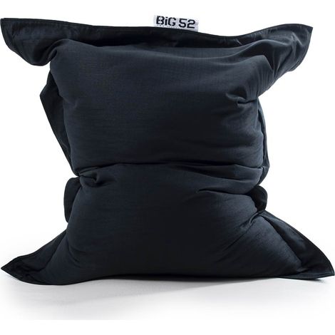 Pouf Géant Lin Intérieur Salon, Déhoussable, Cocooning Noir BiG52 (1/5)