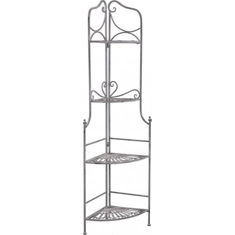 Scaffale Angolare in Metallo Antico 4 Ripiani Verniciato Bianco Portapiante (1/4)