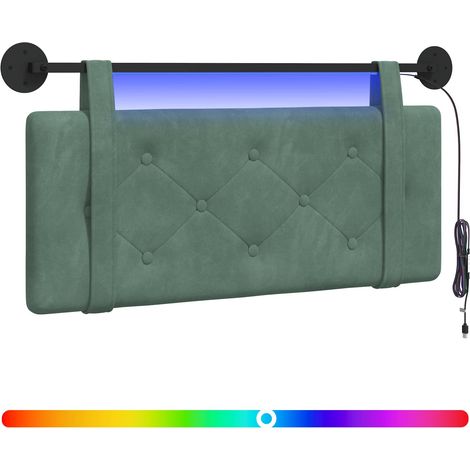 Maison Exclusive - Hängendes Kopfteil Mit LED Licht Meergrün Samt (1/5)