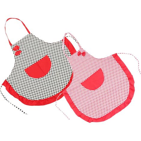Ensemble de 2 tabliers de cuisine à pois pour femmes avec nœud papillon (1/5)