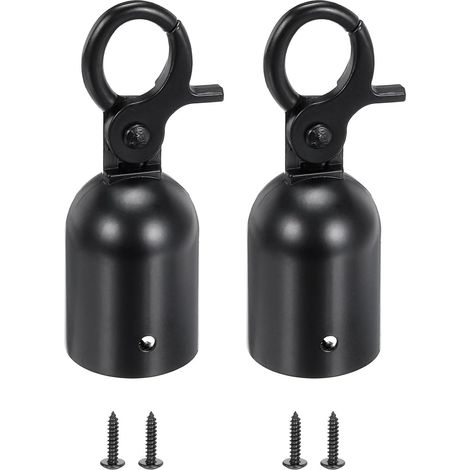 Lot de 2 embouts de corde pour poteau de 2,8 x 8 cm, crochets mousquetons pour barrière de contrôle des foules, séparateur de file d'attente, noir (1/5)
