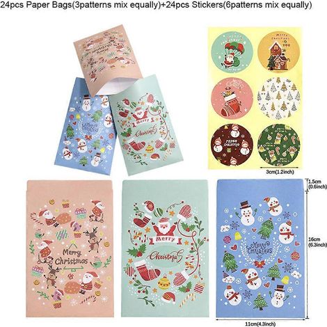 Fournitures de fête de Noël, pochettes cadeaux pour bonbons de Noël, sacs en papier pour enfants (1/4)