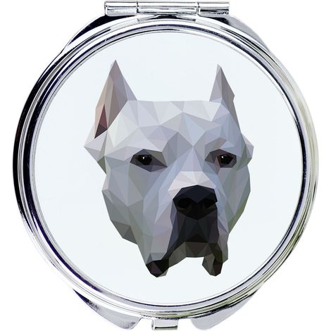 Cane argentino, Dogo Argentino - uno specchio con una foto e una scritta geometrica di Art-Dog (1/3)