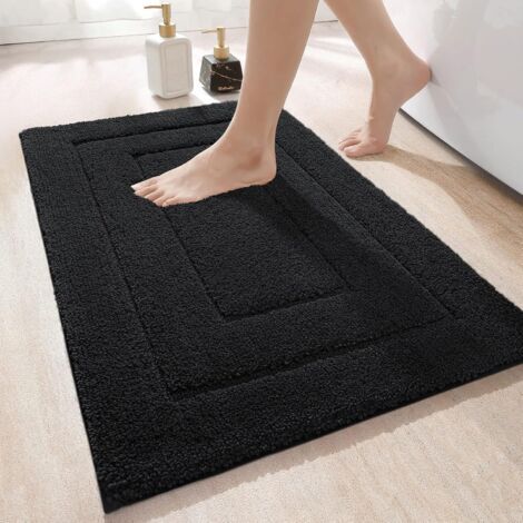 royaluxe- Norcks Tapis De Bain Antiderapant Absorbant 40X60CM Tapis Salle Bain Épaissi Moelleux En Microfibre Paillasson Intérieur Lavable En Machine Noir (1/5)