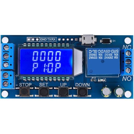5V 12V 24V Time Delay Relay Module, 0.01s-9999min Stop Cycle Timer with LCD Display (1/5)